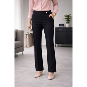 Calvin Klein Black Straight Leg Dress Pants Petite 4P Office Slacks
